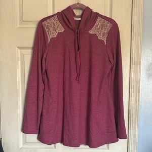 LOGO lounge by Lori Goldstein French terry hooded top size medium